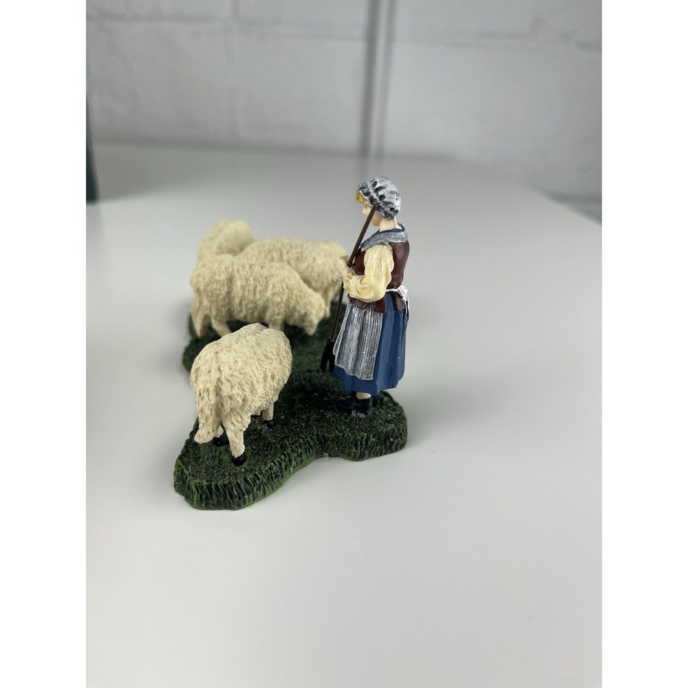 Lang & Wise Colonial Williamsburg Sheep Shepherdess & Split Rail Fence NEW - Picture 11 of 16